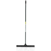 THE GROUNDSKEEPER II Rake 55-inch Lightweight Fiberglass Handle, 21-inch Head, Durable Steel Tines for Gardening, De-Thatching or Professional Landscaping - Green (6-Pack)