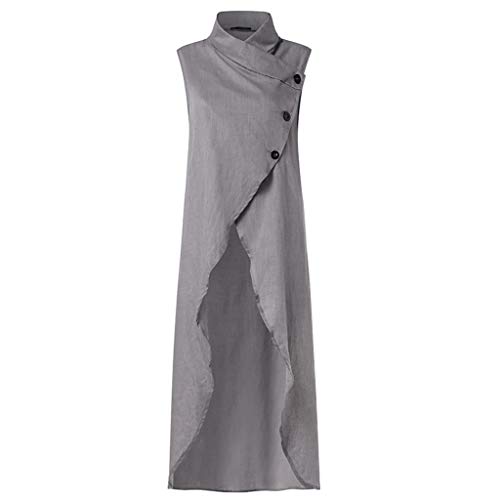 image for Aniywn Women's Solid Color Split Cotton Linen Maxi Dress Loose Sleevel