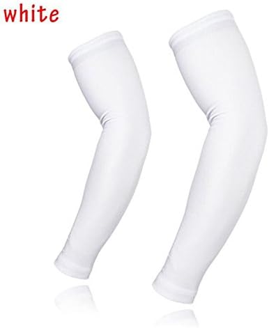 NEW PREMIUM 2pc/set Arm Compression Sleeve NO LOGO - SUPERB for Football, Basketball, Baseball, Soccer, Golf, Tennis, Hockey, Rugby, Bowling Etc. (Medium, WHITE)