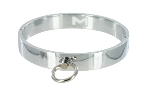 Master Series Chrome Slave Bondage Collar, Small / Medium