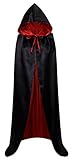 VGLOOK Unisex Christmas Halloween Witch Party Reversible Hooded Adult Vampires Cape Cloak (Black/red)