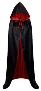 VGLOOK Unisex Christmas Halloween Witch Party Reversible Hooded Adult Vampires Cape Cloak (Black/red)