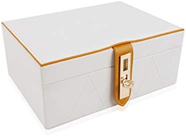 Joyas de doble caja de madera con la caja de bloqueo del espejo joyería, caja de