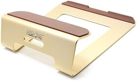 Durable & Portable Aluminum Alloy Laptop Notebook Computer Desktop Holder Heat Release Cooling Stand Elevation/Open Wedge Design for Macbook Pro/Air 11"~15" Inches Laptops (Gold)