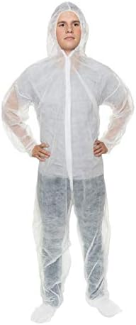 International Enviroguard Disposable Ultra Lightweight Polypropylene Coveralls, (Clear/White) (Case of 25)