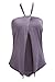 Women Ruched Plus Size Halter Neck One Piece Monokini Gray 2XLarge