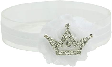 Baptism Headband for Baby Infant Toddler Girls White Rhinestone Crown Christening Headbands