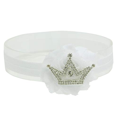 Baptism Headband for Baby Infant Toddler Girls White Rhinestone Crown Christening Headbands