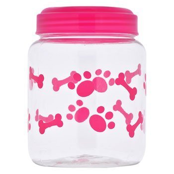 Dog BPA-Free Plastic Airtight Pet Treat & Food Storage Containers Canisters Pink Paw Print