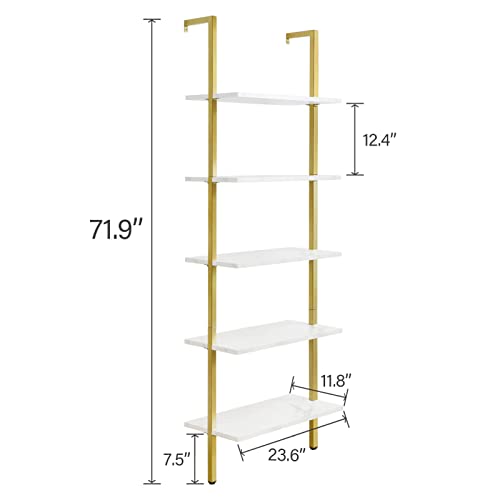 SUPERJARE Modern Ladder Shelf, 5Tier Open WallMounted Bookshelf with
