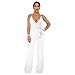 Ermonn Women's Wide Leg Jumpsuits Sexy Halter V Neck Sleeveless Wrap Wasitband Jumpsuit Rompers