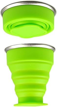 Folding Collapsible Cup with lid Travel Camping Mug Silicone BPA-Free Dishwasher Safe Pop Up Cup-Hiking-Mug for School-Outdoor Activities-Easy Storage-Best Eco-friendly (Set Of 2) … B0108KR5ZE