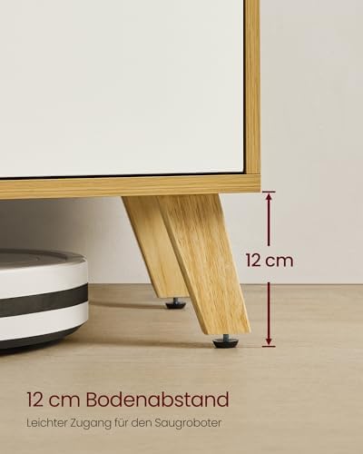 TV-Schrank, Fernsehtisch mit 2 Türen, 140 cm lang, TV-Regal für Fernseher bis zu 60 Zoll, verstellbare Ablagen, für Wohnzimmer, Esszimmer, Schlafzimmer, natureichenfarben-cremeweiß LTV027N01