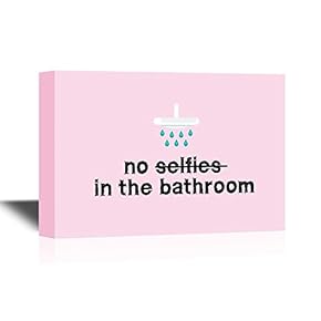 Bathroom Canvas Wall Art - No Selfies in The Bathroom Quotes - Gallery Wrap Modern Home Art | Ready to Hang - 12x18 inches