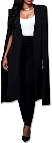 Women Casual Open Front Cape Cloak Trench Duster Coat Longline Blazer Suit Coat