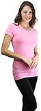 ToBeInStyle Women's Slim Fit Crew Neck Short Sleeve Longline Tee