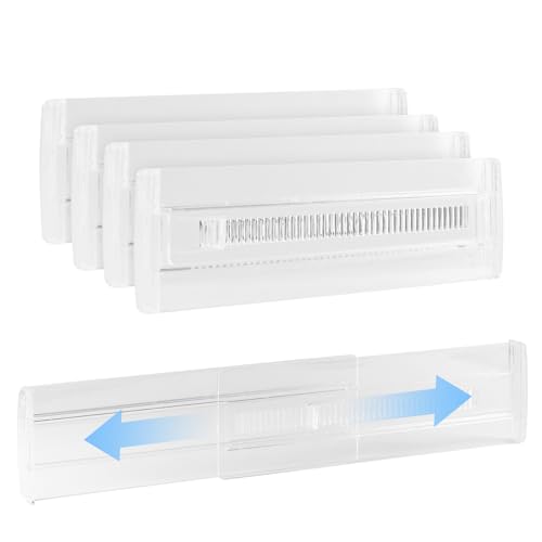 mobumeia - Adjustable Drawer Dividers, Set of 4 Transparent Drawer Organizer Dividers Plastic Extendable Drawers for Dresser Cupboard Kitchen Bedroom Size 28.7-50cm