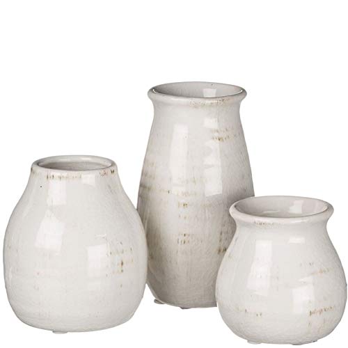 Amazon Com Sullivans Small White Ceramic Vase Set Rustic White