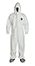 DuPont Tyvek 400 TY122S Disposable Protective Coverall with Elastic Cuffs, Attached Hood and Boots, White, Medium (Pack of 6)