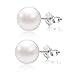 Sterling Silver 8mm White Round Freshwater Cultured Pearl Simple Stud Earrings - Handpicked