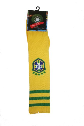 Brasil Brazil Yellow CBF Logo Soccer World Cup Socks .. Adult Size .. New