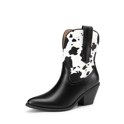 DREAM PAIRS Women's Cowboy Ankle Boots Western Booties Low Heel