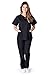 Natural Uniforms Womens Contrast Trim Scallop Scrub Set (Black) (Large)