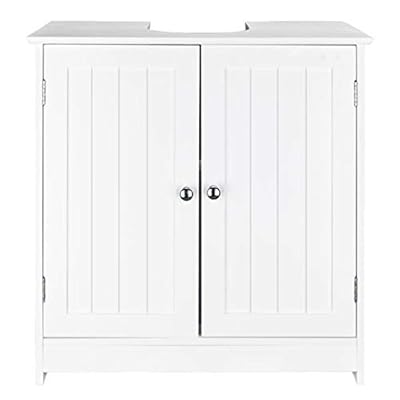 Bathroom Floor Storage Cabinet with Double Doors and Shelf