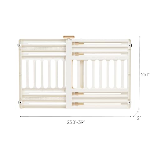 IRIS USA 61 cm a 99.1 cm Barrera Ajustable para Mascotas Portátil y Expandible, para Cachorros y Perros Pequeños a Medianos, Fabricada en Plástico Resistente Moldeado de 63.5 cm de Altura, Blanco
