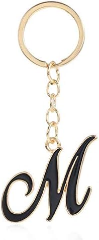 lotuwio Letters Key Chain For Men Gold Metal Keychain Women Car Key Ring Letter Name Key Holder Party Gift Jewelry M