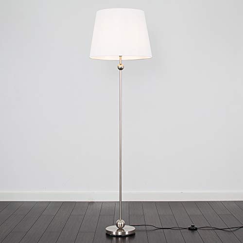 Modern Brushed Chrome Single Stem Metal Ball Floor Lamp With An