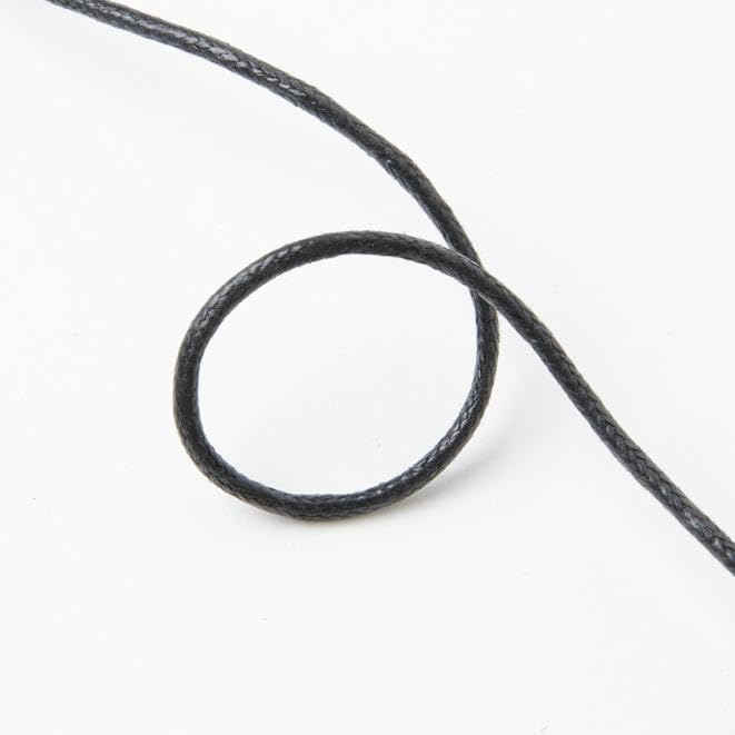 Realm Waxed Cord Cotton - Bracelets, Necklaces, Jewellery Thread, Shamballa Macrame (1mm Black - 10m)