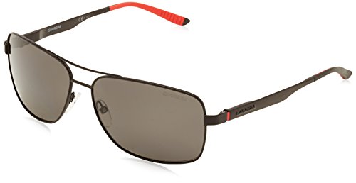 Carrera Men's CA8014S Polarized Rectangular Sunglasses, Matte Black & Gray Polarized, 61 mm