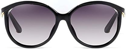 Ms tide polarized sunglasses round face fashion star models round frame sunglasses driving glasses (Bright black)