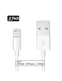 Uelkdef - Cable Lightning a USB para iPhone X 8 7 SE 6s 6 plus 5s 5c,iPad Pro Air Mini, iPod touch, certificado por Apple (2 unidades), color blanco
