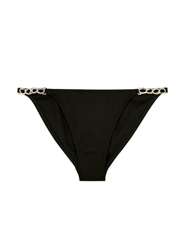 Dorina FILAO Bikini Tanga Tela Micro Lisa con Accessori in Catena d'oro, Copertura Minima, Stile Elegante per Spiaggia o Piscina, Nero