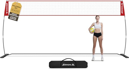 BAGAIL Volleyballnetz, 3.6m/6.1m 2-in-1 Volleyballnetz für den Garten - Verstellbare Höhe, Heavy-Duty-Rahmen, Freistehendes Design - Tragbares Outdoor
