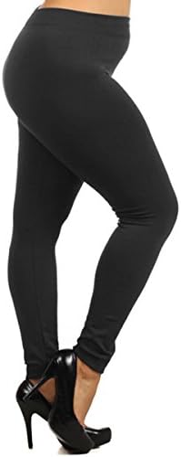 Rock N Salt Plus Size Fleece Leggings Thick Solid Warm Full length Women Sexy (XL/2XL, Regular Black)