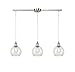 EUL Industrial Vintage Kitchen Island Lighting Clear Glass Globe Pendant Brushed Nickel -3 Lights