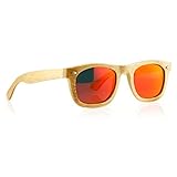 GEARONIC TM Polarized Wood Wooden Mens Womens Bamboo Vintage Sunglasses Eyewear with Bamboo box - Red