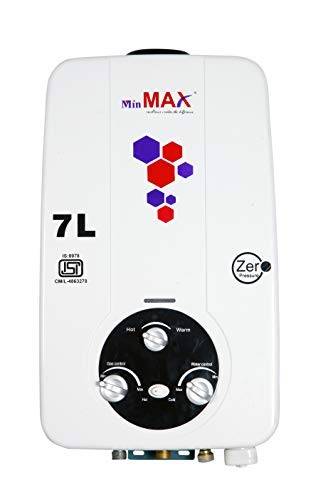 Min Max Metal ISI Approved Zero Pressure Inse LPG Gas Geyser (White) - Buy  Online - 93409632