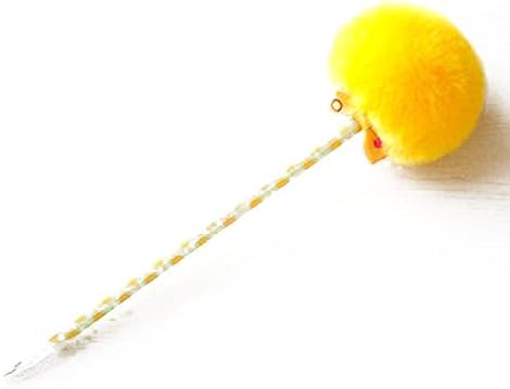 Sakox Lollypop Pompom Ballpoint Pen Afro Fluffy Stylish Sakox Retro 7.8" Yellow