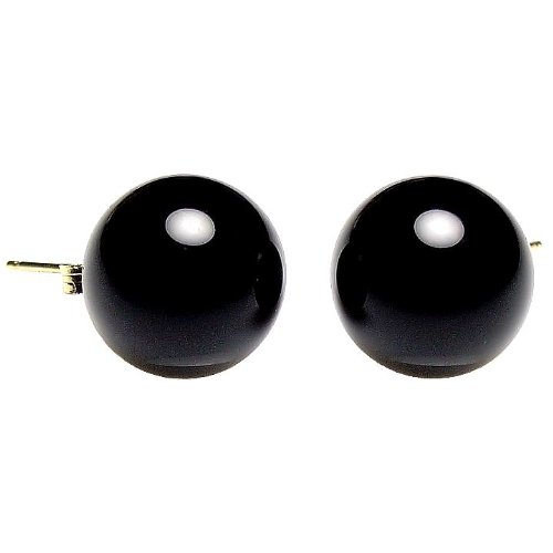 Trustmark 14K Yellow Gold 12mm Black Onyx Ball Stud Post
