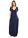 Verdusa Women's Casual V Neck Side Split Beach Long Maxi Dress Navy L