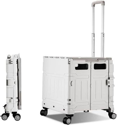 75L Folding Shopping Cart, Portable Cart with Two 360° Swivel Wheels, Adjustable Height Stroller with Cover, 170 Lbs Large Capacity Cart Suitable for Moving, Grocery Shopping, Luggage