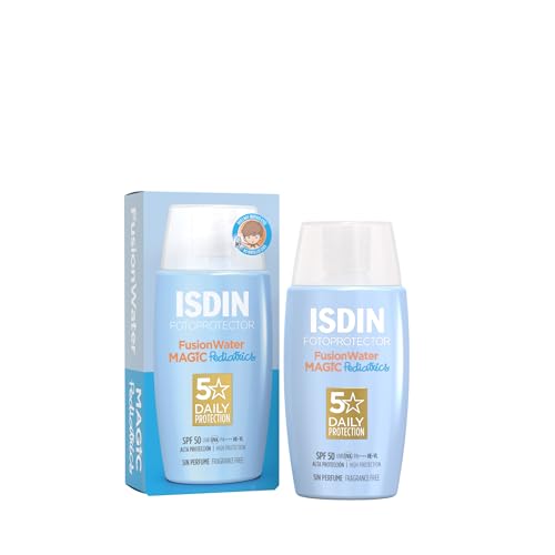 ISDIN Fusion Water MAGIC Pediatrics LSF 50 - Sonnencreme Gesicht für Kinder & Babys - Brennt nicht in den Augen - Ultraleicht, Für atopische Haut geei