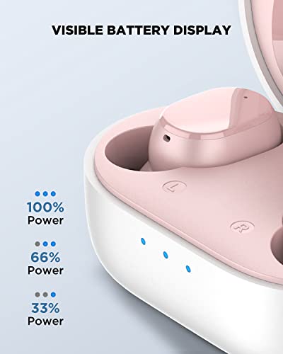 HTC Bluetooth Wireless Earbuds 2 Plus Touch Control Bluetooth 5.3 with USB-C Charging Case IPX4 Splashproof in-Ear Stereo Earbuds Bulit-in Microphones-Pink