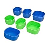 LunchBots Silicone Bento Cups Set - Accessories Designed to Fit in LunchBots Medium and Large Bento Lunch Boxes - 7 Pieces - Blue/Green