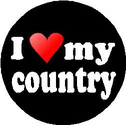 I Love My Country 1.25" Pinback Button Badge / Pin (heart)