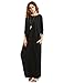 Verdusa Women's Casual Long Sleeve Oversized Loose Pocket Plus Size Maxi Dress Black L